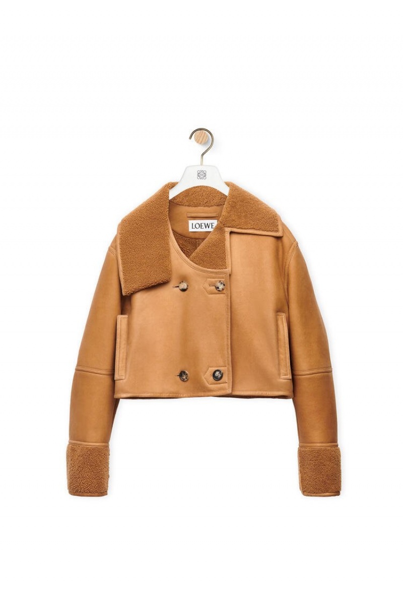 Chaquetas Loewe Deconstructed jacket in shearling Mujer Burdeos | 397QLHFCD