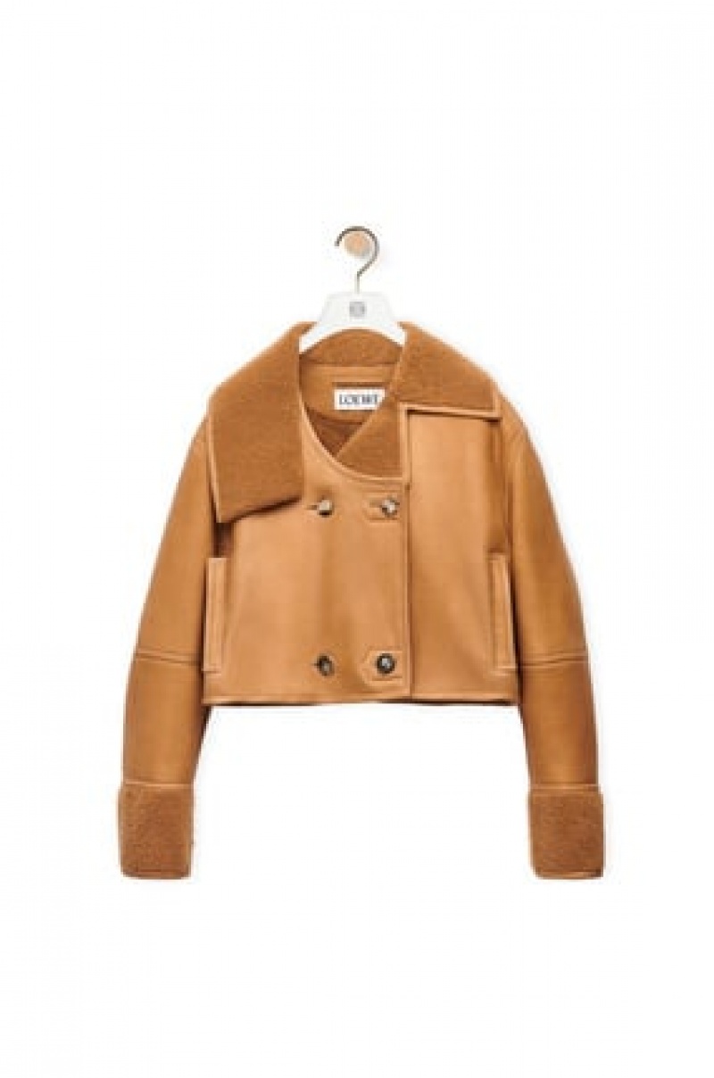 Chaquetas Loewe Deconstructed jacket in shearling Mujer Burdeos | 397QLHFCD