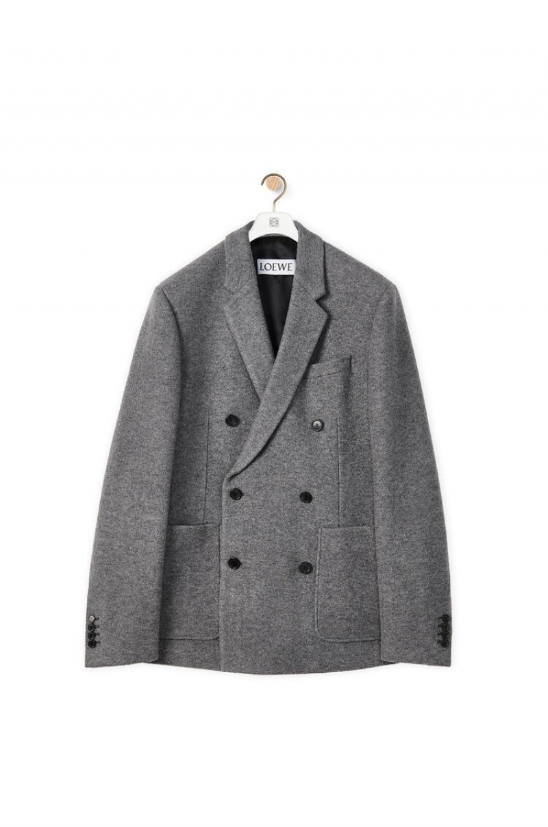 Chaquetas Loewe Double breasted jacket in wool Hombre Soft Shark | 518IUADQH