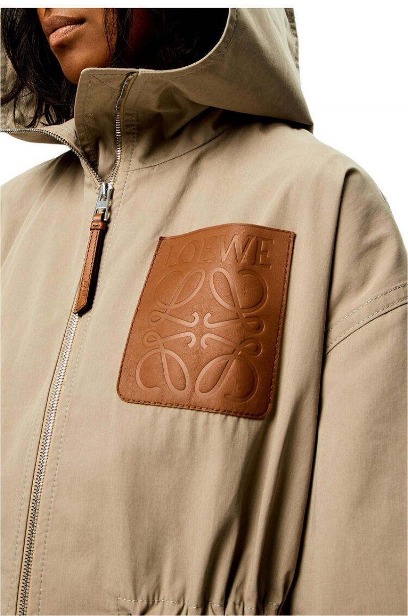 Chaquetas Loewe Encapuchado jacket in cotton Mujer Sandstone | 705WUZNBK