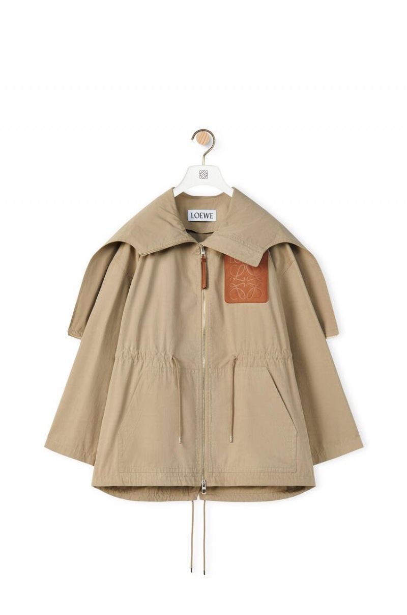 Chaquetas Loewe Encapuchado jacket in cotton Mujer Sandstone | 705WUZNBK