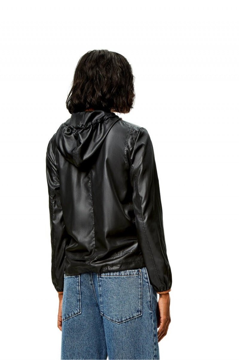 Chaquetas Loewe Encapuchado jacket in ripstop shell Mujer Negras | 082KSNFRM