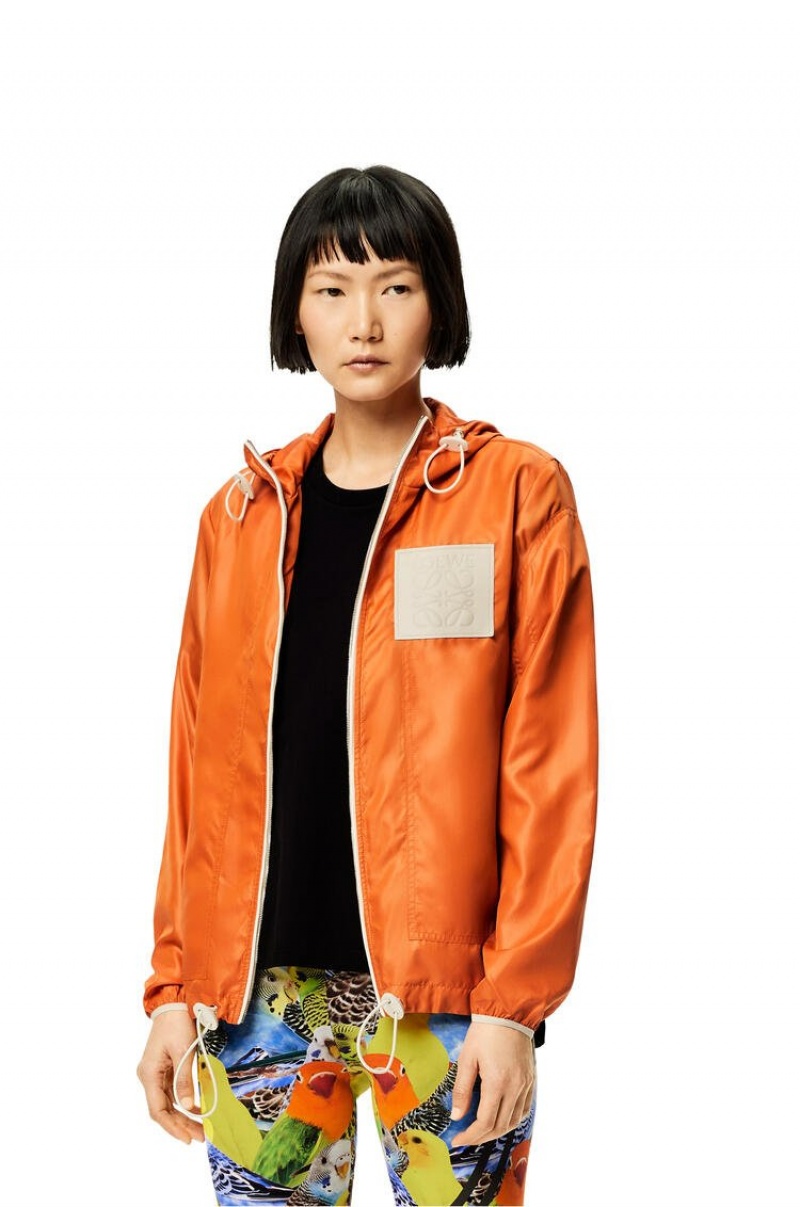 Chaquetas Loewe Encapuchado jacket in ripstop shell Mujer Naranjas | 345OHRQEJ