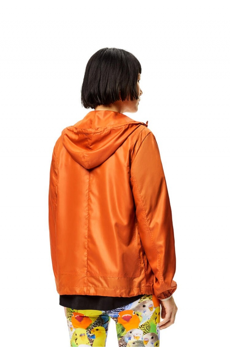 Chaquetas Loewe Encapuchado jacket in ripstop shell Mujer Naranjas | 345OHRQEJ