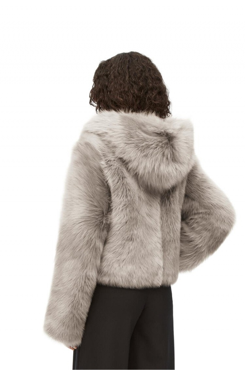 Chaquetas Loewe Encapuchado jacket in shearling Mujer Gris | 703MTWEOF