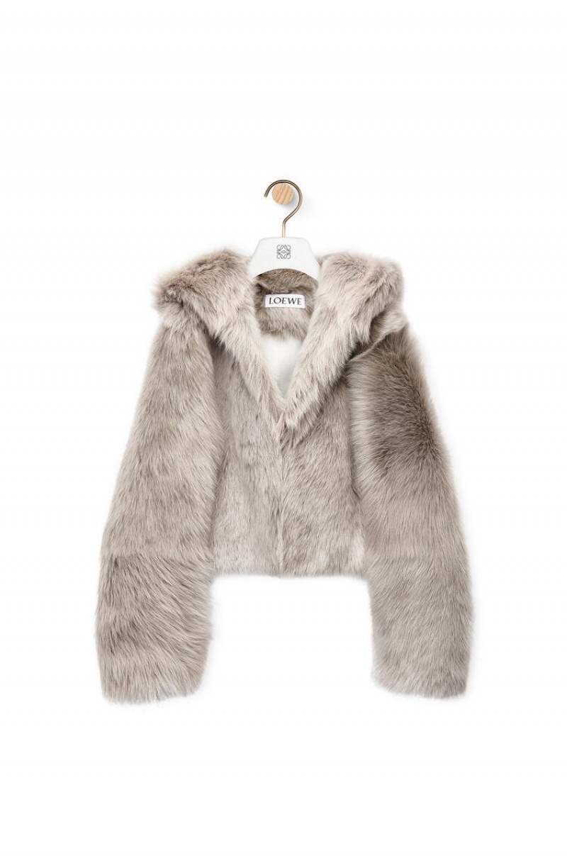 Chaquetas Loewe Encapuchado jacket in shearling Mujer Gris | 703MTWEOF