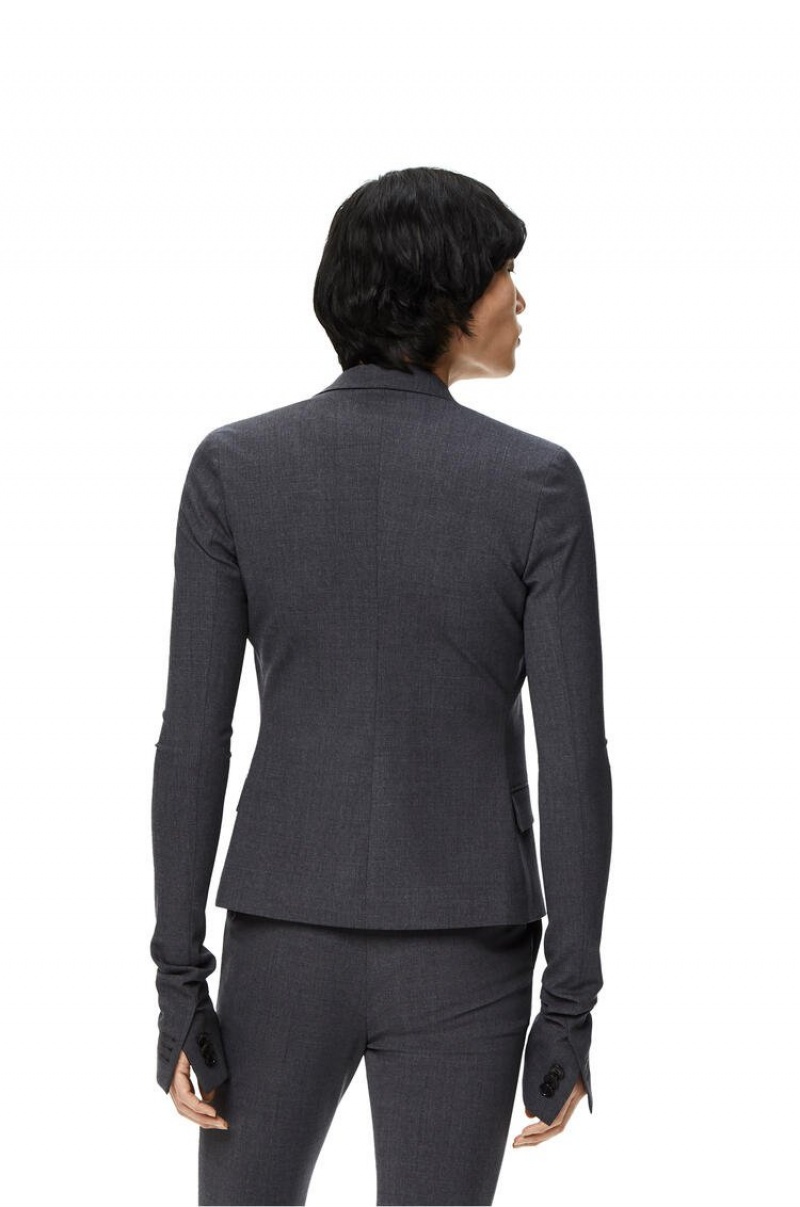 Chaquetas Loewe Flaco jacket in wool Hombre Charcoal | 370VGKWRO