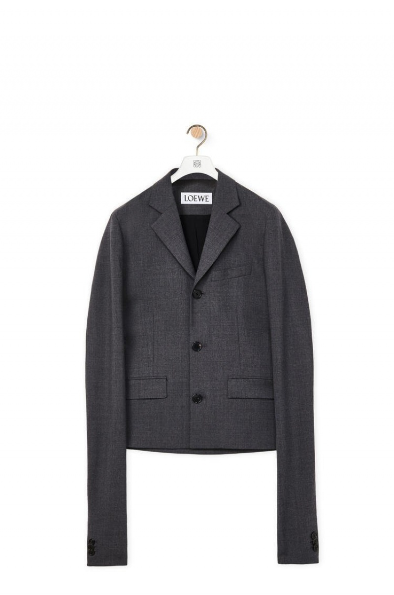 Chaquetas Loewe Flaco jacket in wool Hombre Charcoal | 370VGKWRO