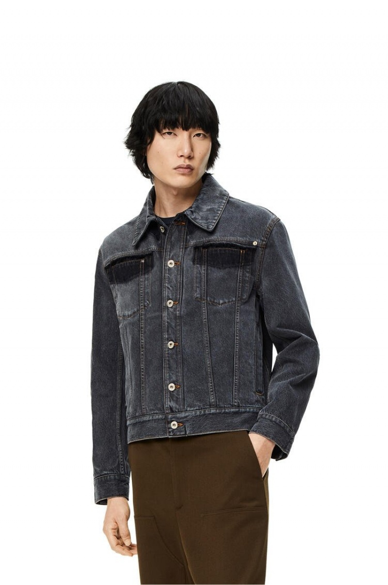 Chaquetas Loewe Jacket in faded denim Hombre Negras | 573GHEUBP