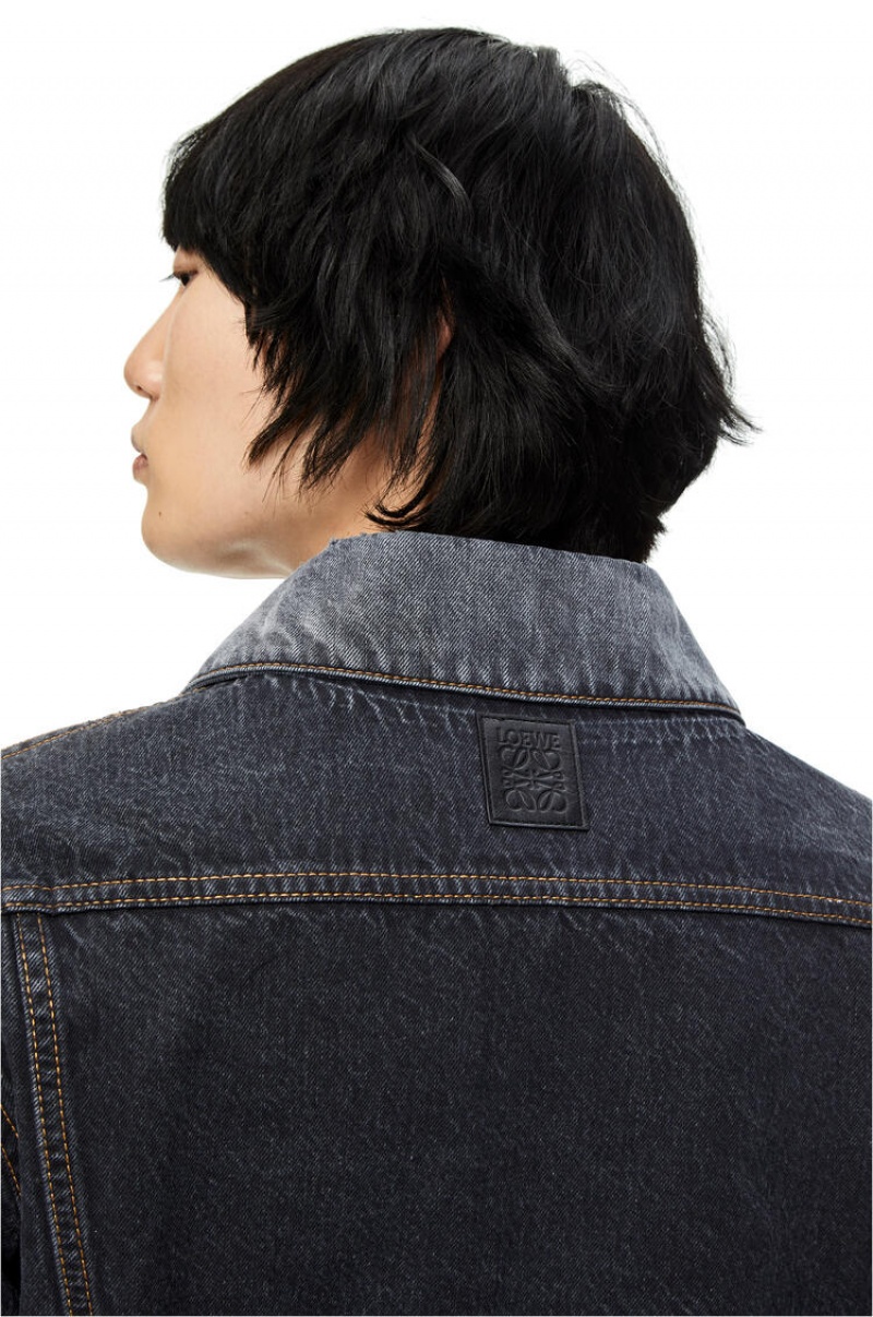 Chaquetas Loewe Jacket in faded denim Hombre Negras | 573GHEUBP