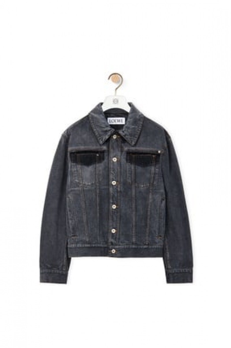 Chaquetas Loewe Jacket in faded denim Hombre Negras | 573GHEUBP