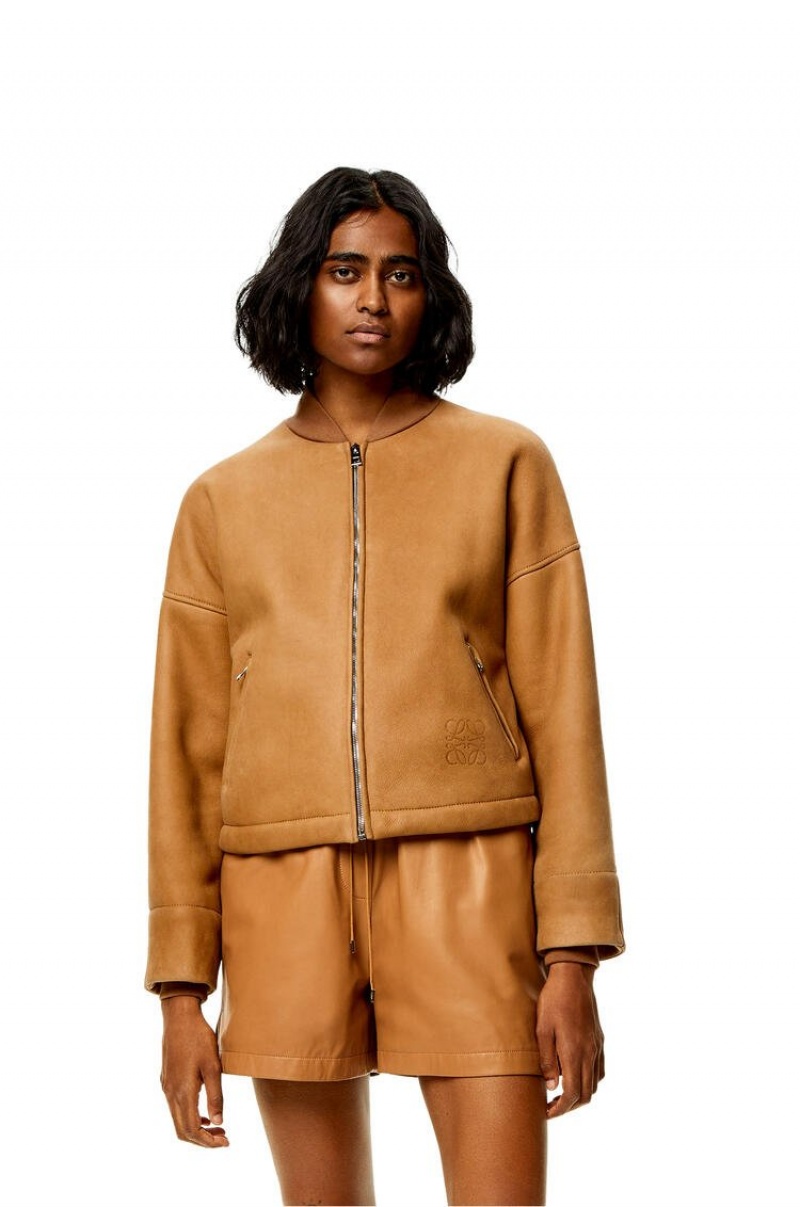 Chaquetas Loewe Jacket in shearling Mujer Toffee | 534JMNSBV