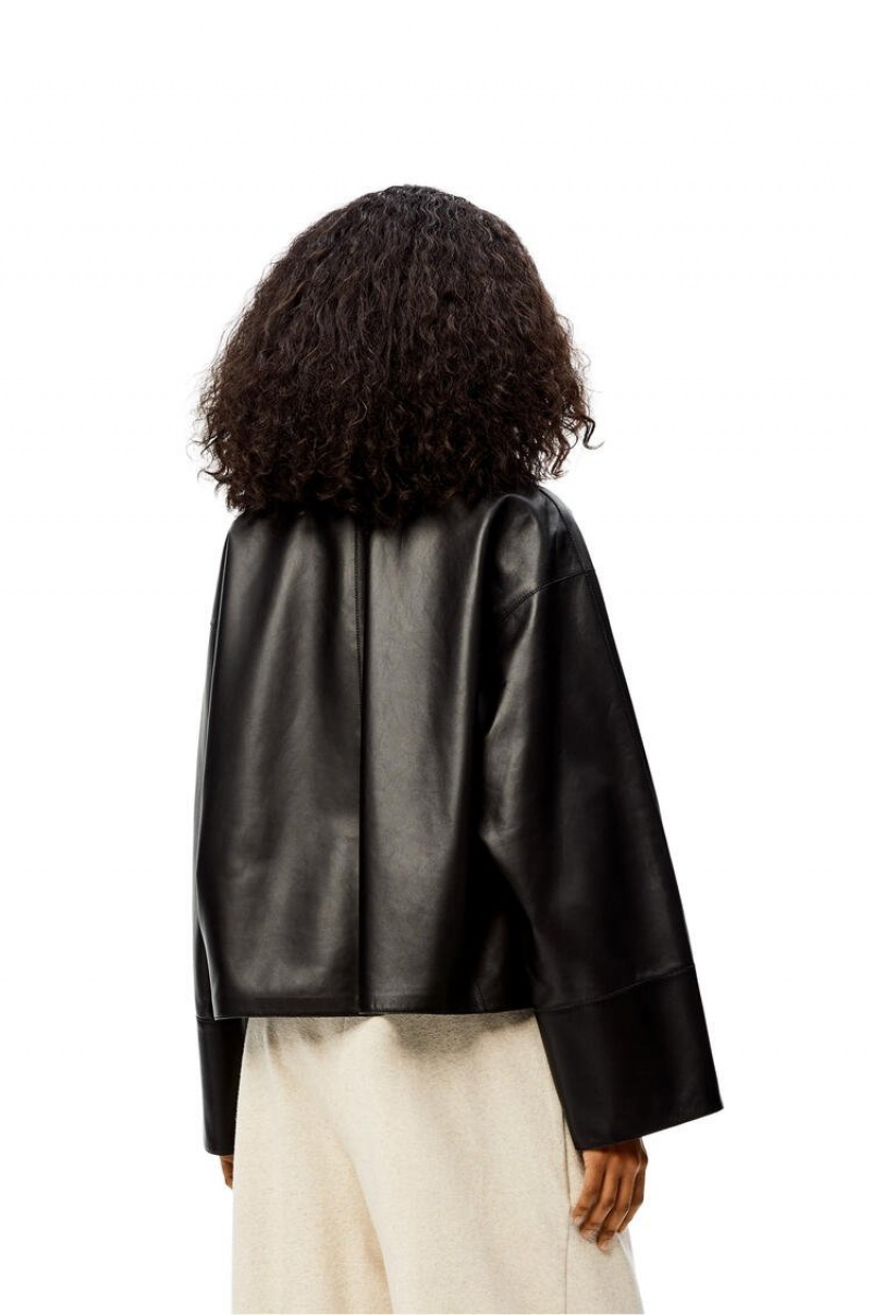 Chaquetas Loewe Shearling collar jacket in nappa and shearling Mujer Negras | 298LVJHCF