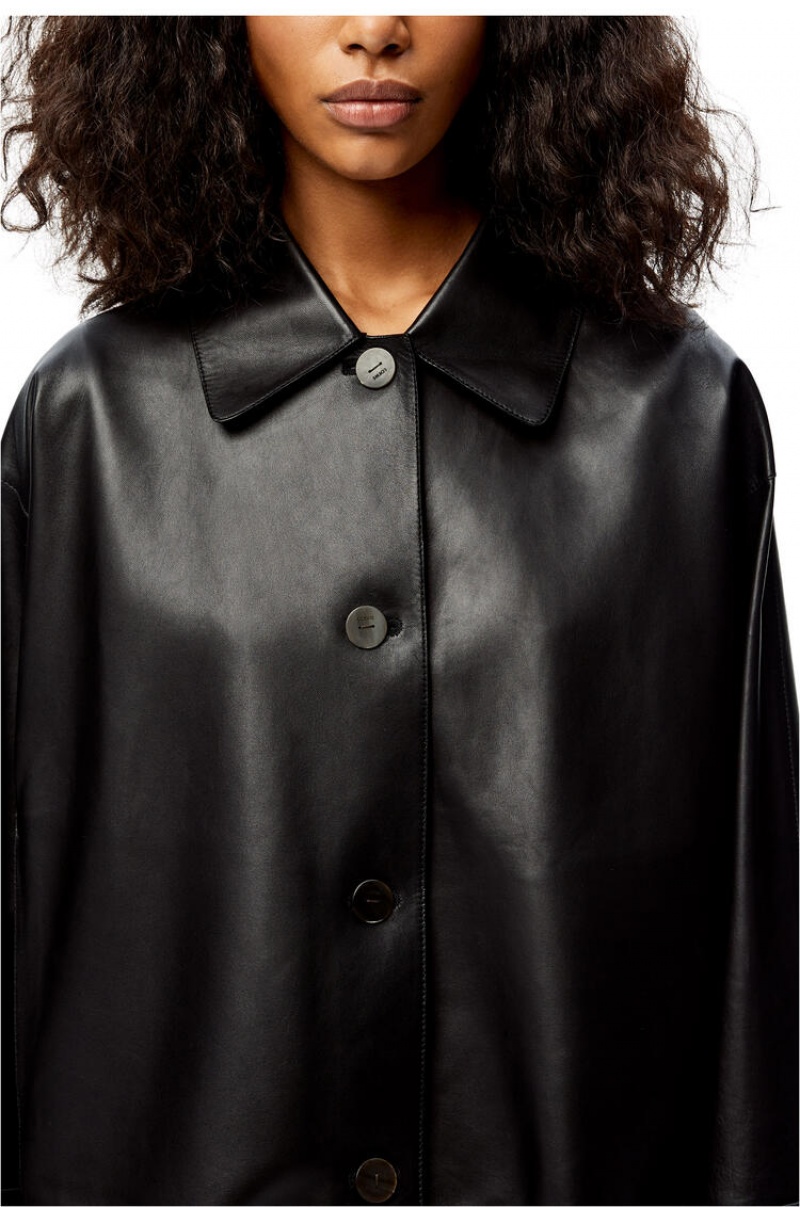 Chaquetas Loewe Shearling collar jacket in nappa and shearling Mujer Negras | 298LVJHCF