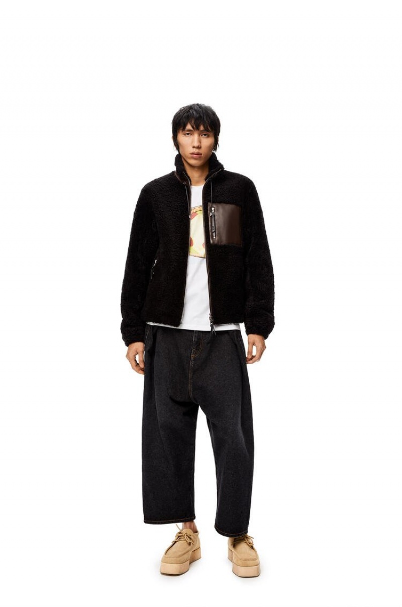 Chaquetas Loewe Shearling jacket Hombre Negras Marrones | 987PWBXSC