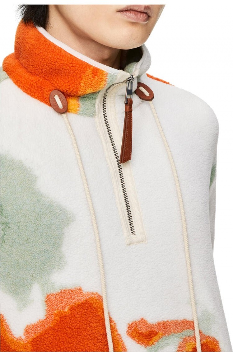 Chaquetas Loewe Silicona melange fleece jacket in polyester Hombre Verde Naranjas | 356QWFXDI