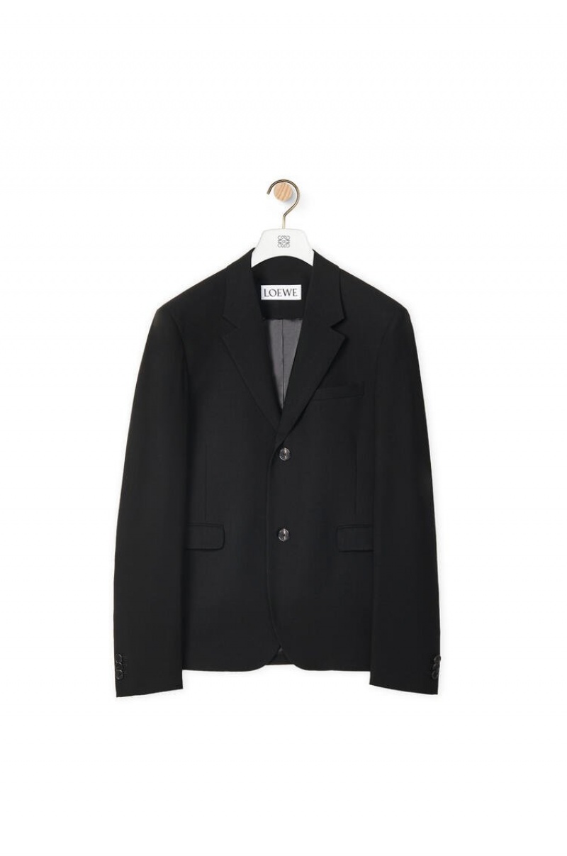 Chaquetas Loewe Single breasted jacket in wool Hombre Negras | 081ROUGLE