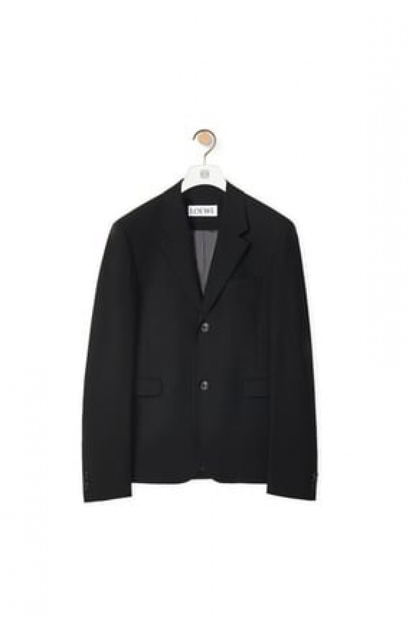 Chaquetas Loewe Single breasted jacket in wool Hombre Negras | 081ROUGLE