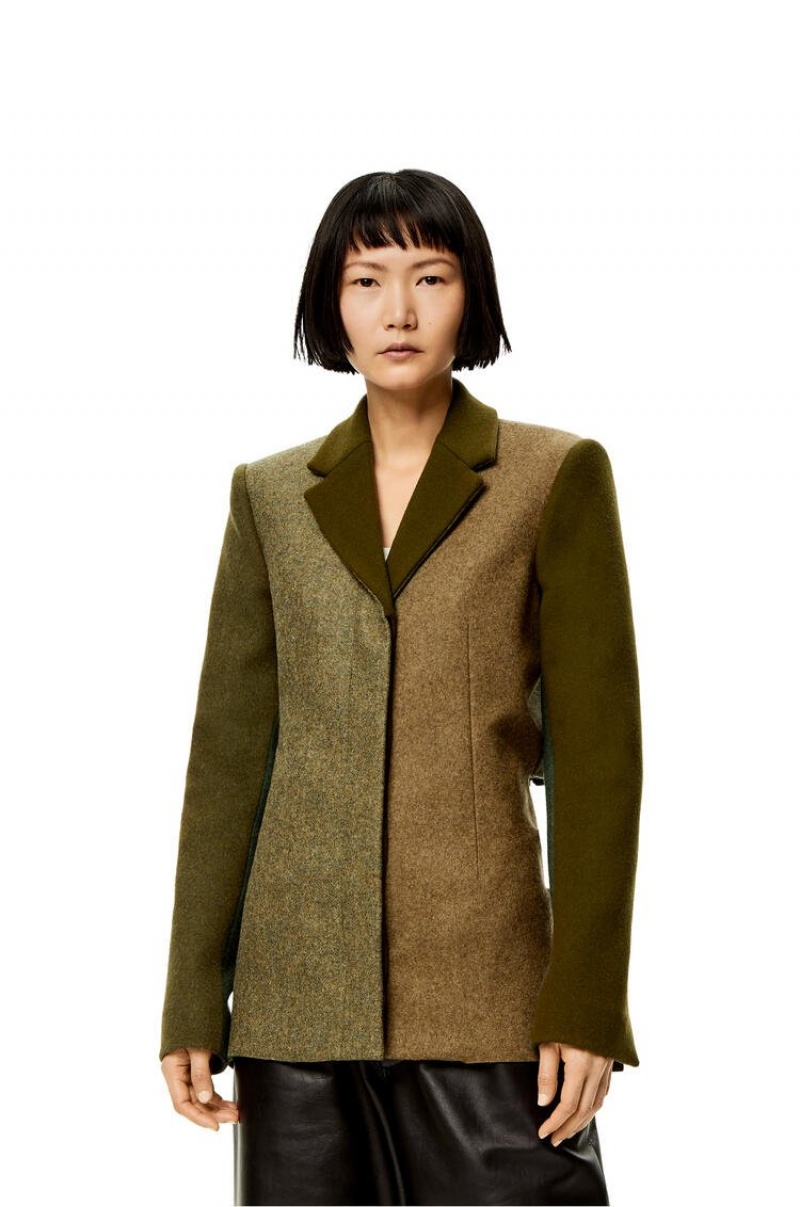 Chaquetas Loewe Slashed jacket in wool Mujer Verde | 758JVOIQM