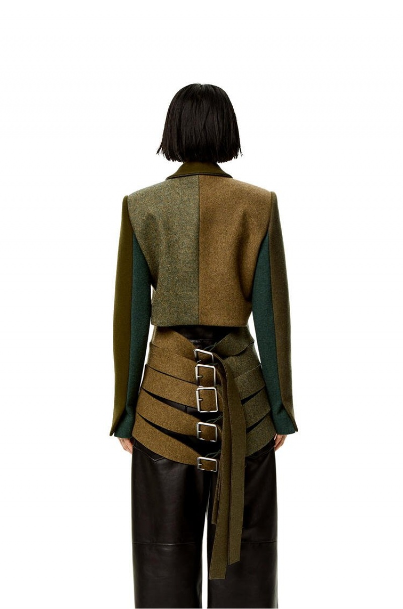 Chaquetas Loewe Slashed jacket in wool Mujer Verde | 758JVOIQM