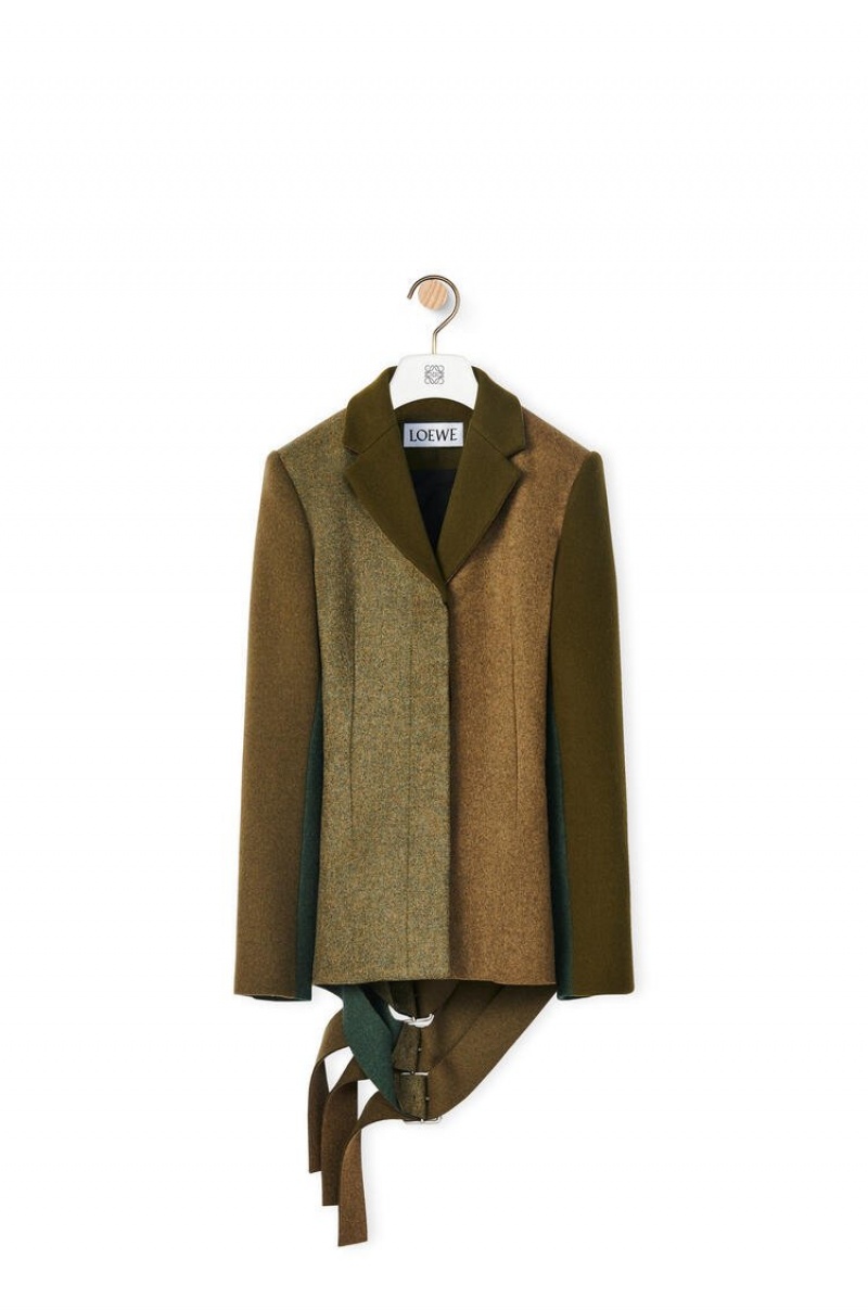 Chaquetas Loewe Slashed jacket in wool Mujer Verde | 758JVOIQM