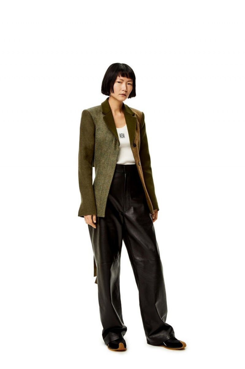 Chaquetas Loewe Slashed jacket in wool Mujer Verde | 758JVOIQM