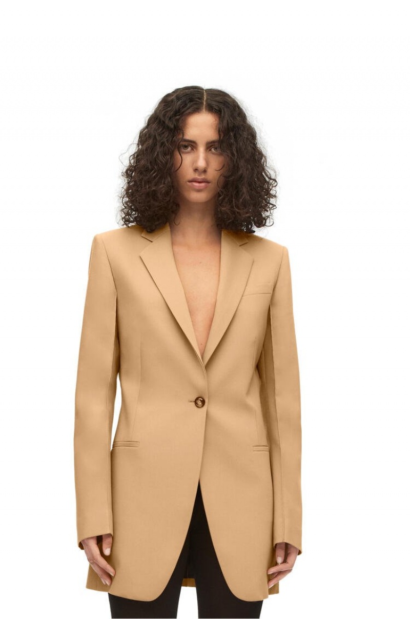 Chaquetas Loewe Tailored jacket in wool Mujer Beige | 036RMCTOY