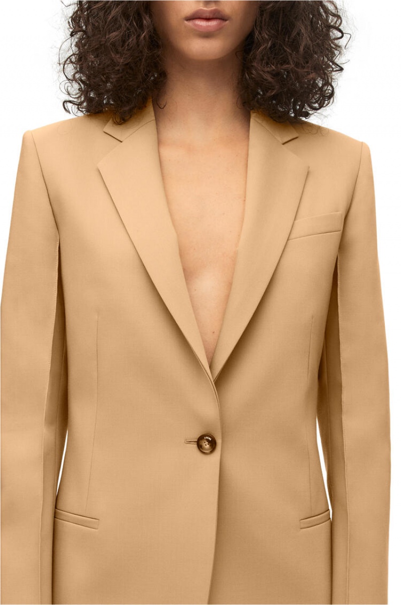 Chaquetas Loewe Tailored jacket in wool Mujer Beige | 036RMCTOY