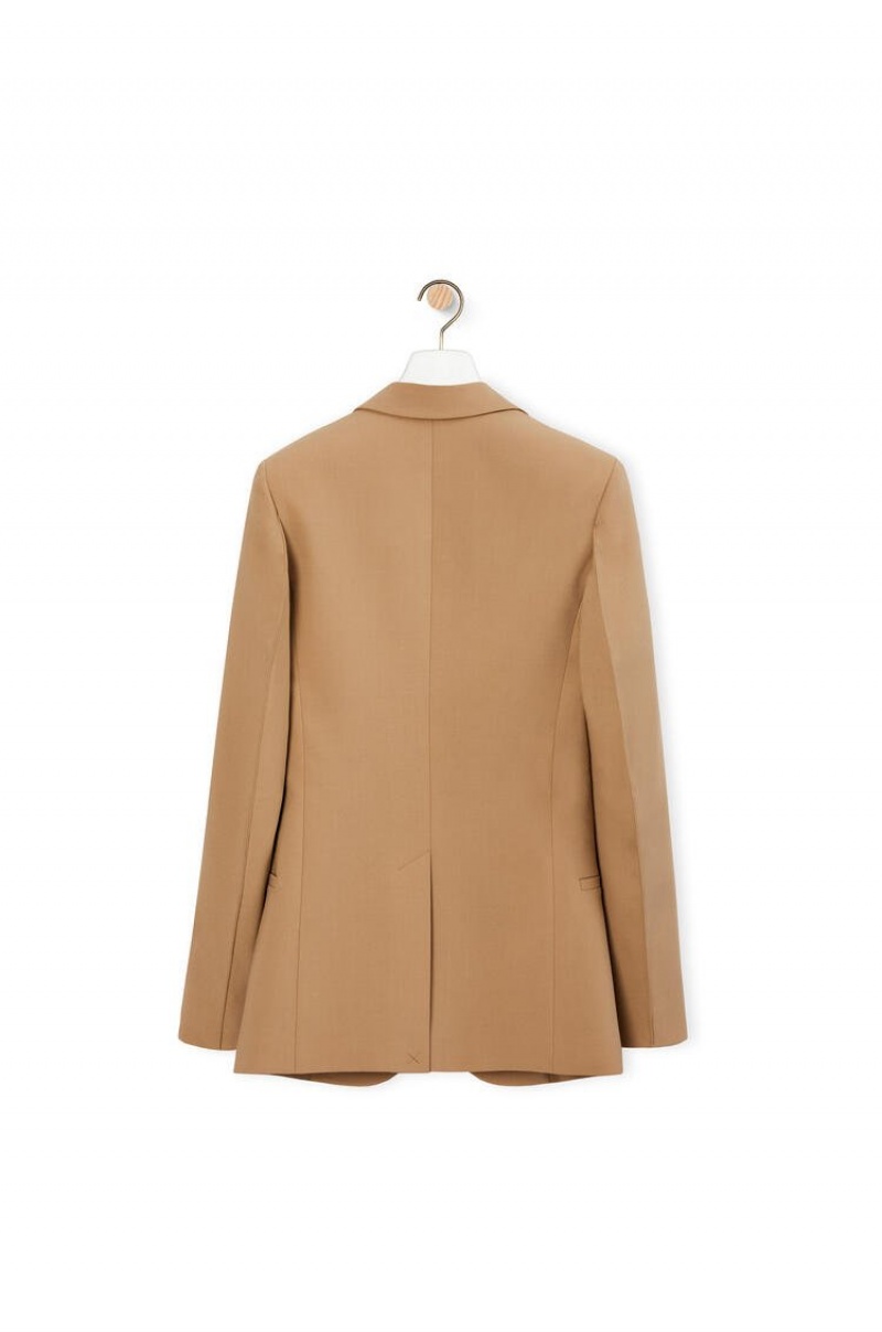 Chaquetas Loewe Tailored jacket in wool Mujer Beige | 457AKIOPT