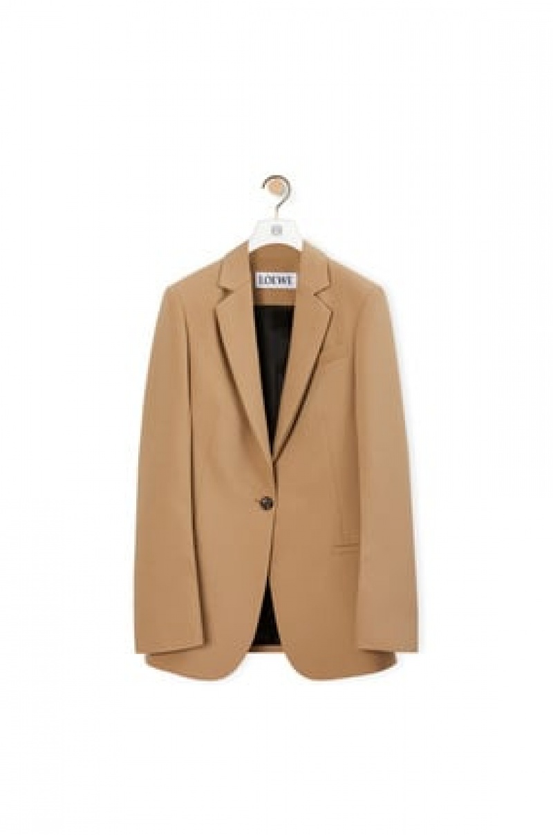 Chaquetas Loewe Tailored jacket in wool Mujer Beige | 457AKIOPT