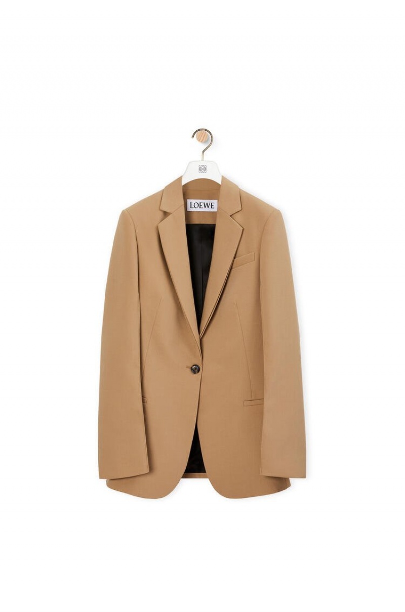 Chaquetas Loewe Tailored jacket in wool Mujer Beige | 457AKIOPT