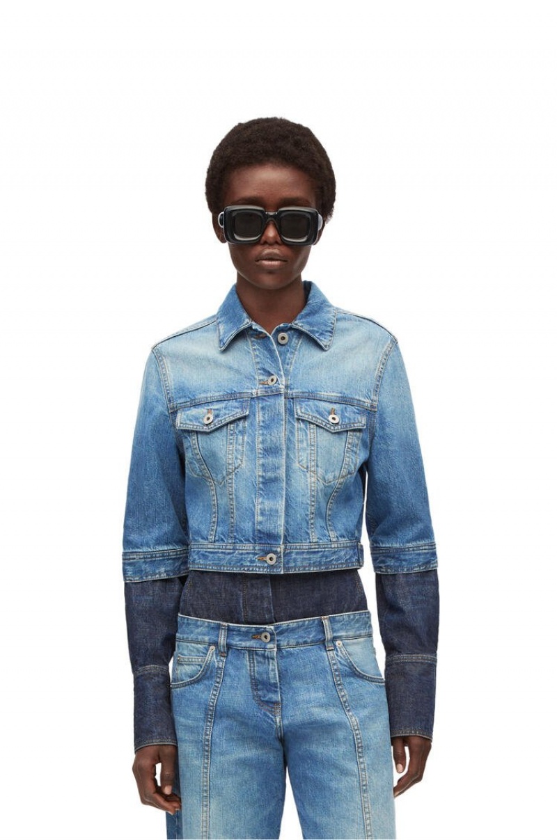 Chaquetas Loewe Trompe l'oeil jacket in denim Mujer Azules | 153XCHWMF