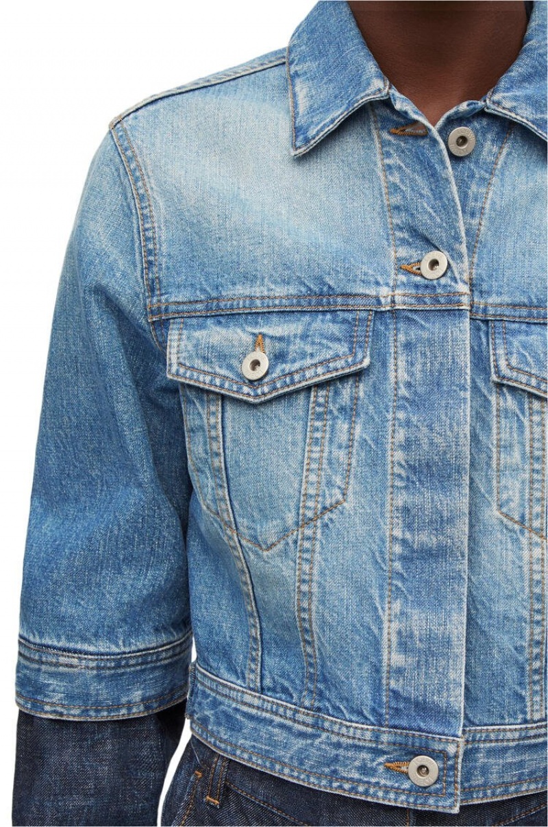 Chaquetas Loewe Trompe l'oeil jacket in denim Mujer Azules | 153XCHWMF