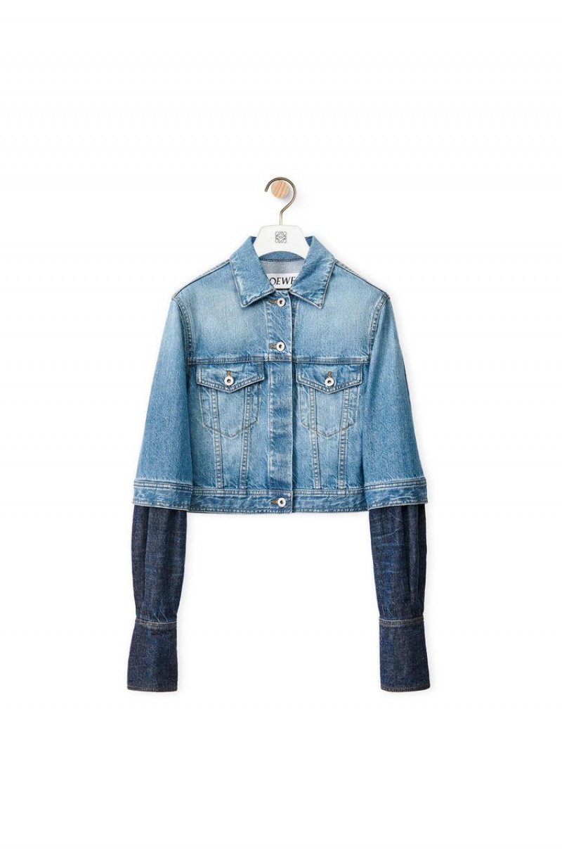 Chaquetas Loewe Trompe l'oeil jacket in denim Mujer Azules | 153XCHWMF