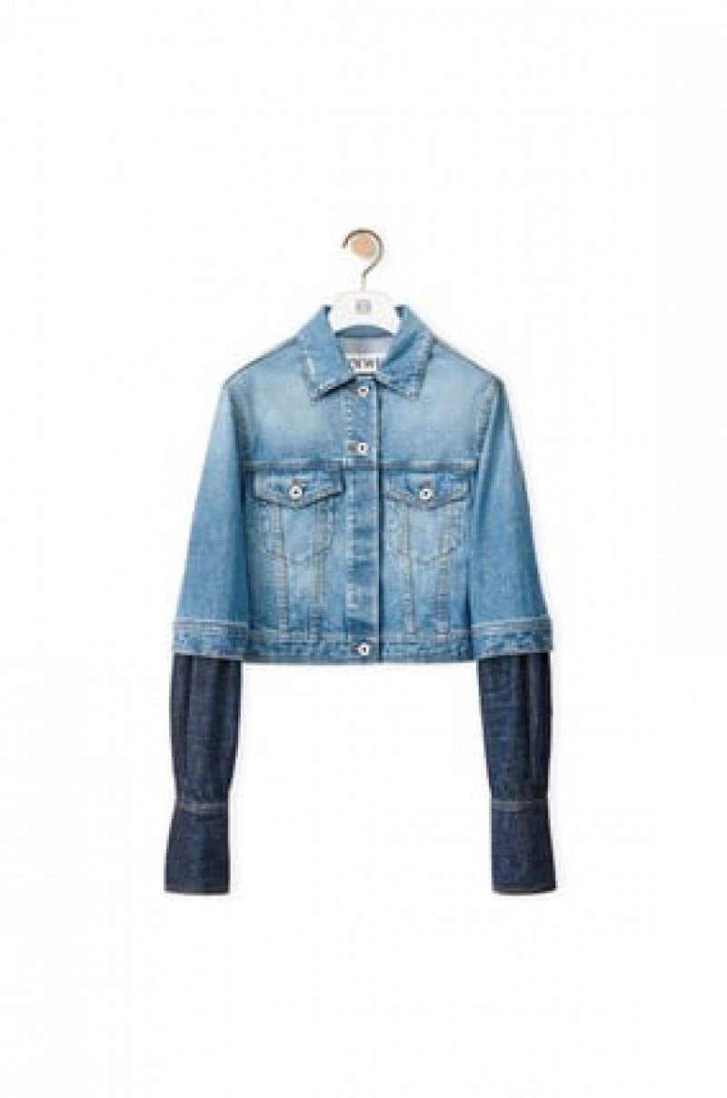 Chaquetas Loewe Trompe l'oeil jacket in denim Mujer Azules | 153XCHWMF