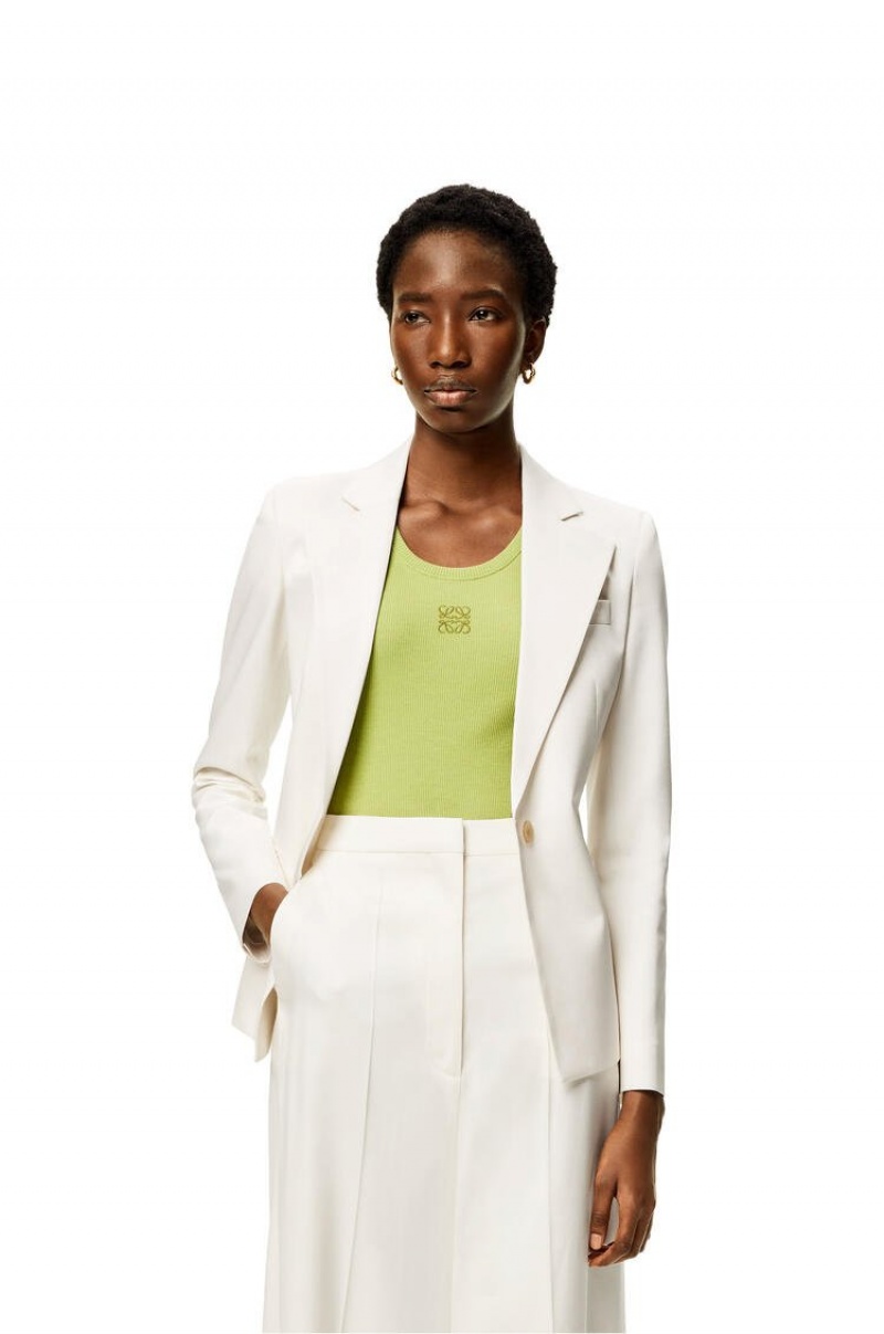 Chaquetas Loewe Twisted jacket in wool and silk Mujer Blancas | 035WDYICS