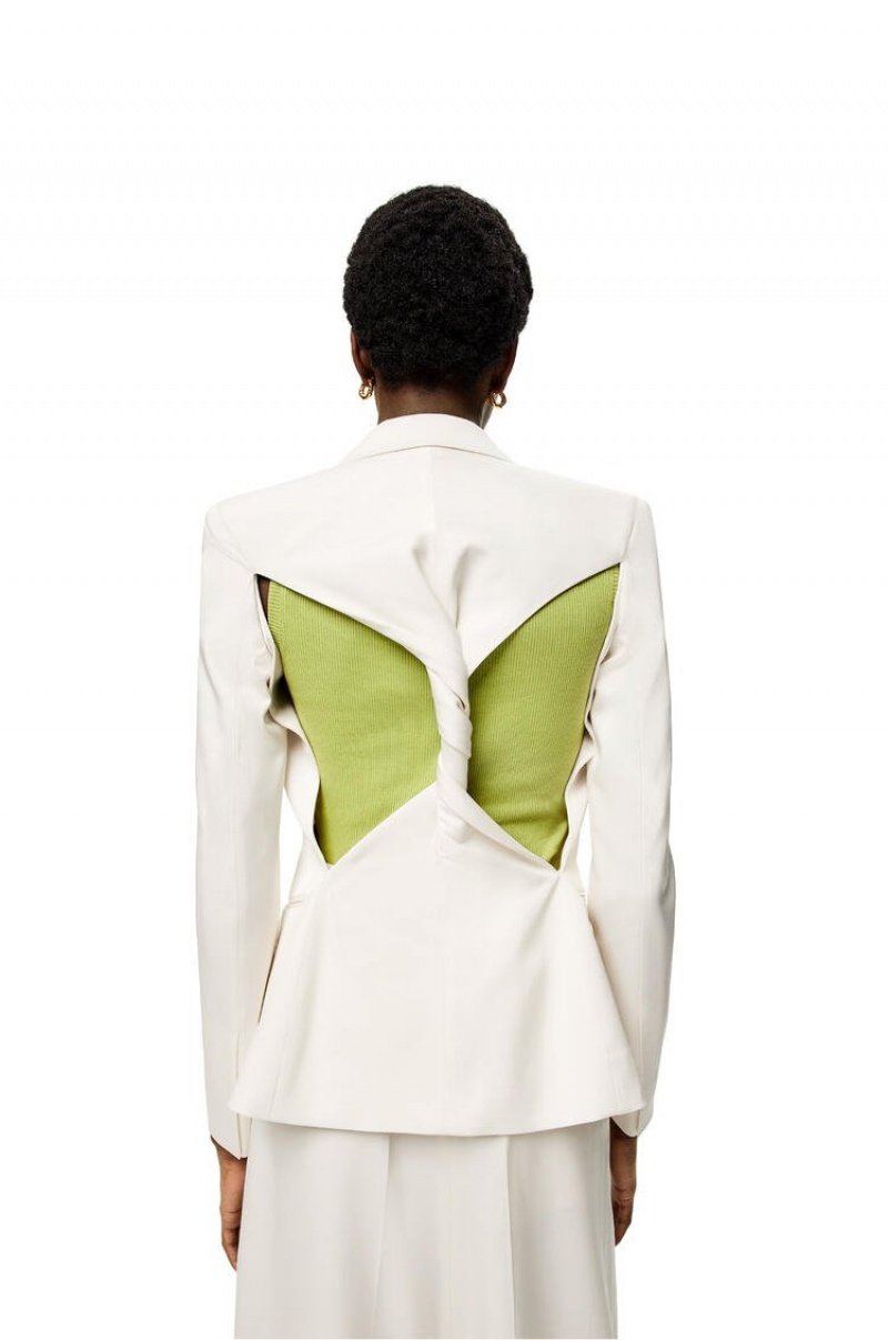 Chaquetas Loewe Twisted jacket in wool and silk Mujer Blancas | 035WDYICS