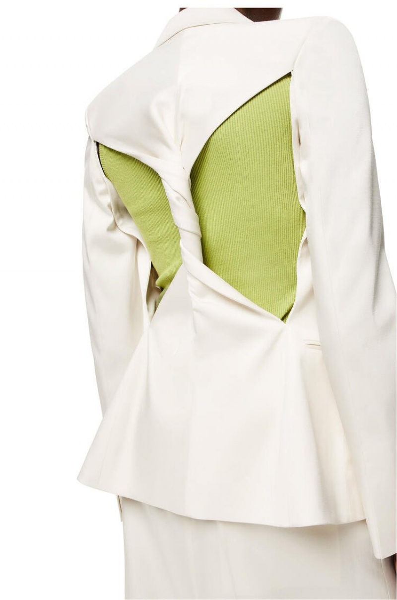 Chaquetas Loewe Twisted jacket in wool and silk Mujer Blancas | 035WDYICS