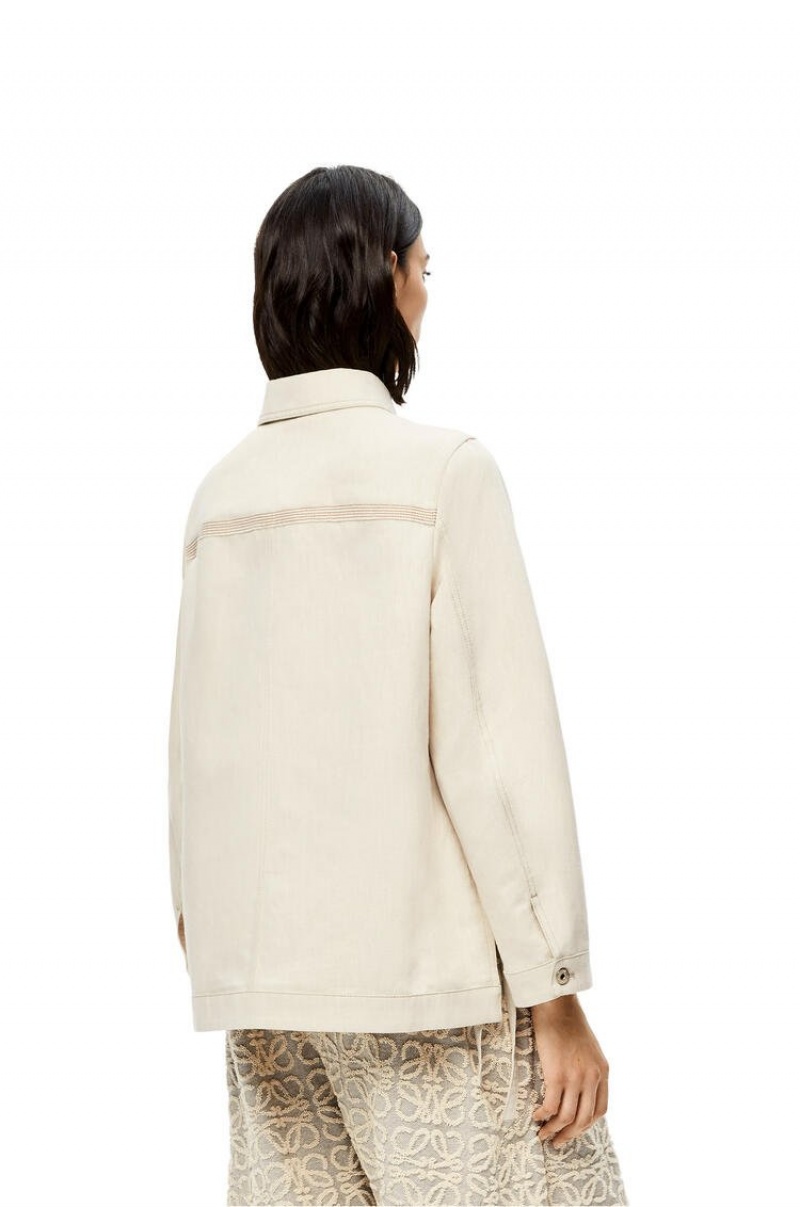 Chaquetas Loewe Workwear jacket in cotton and linen Mujer Ecru | 879MOJKPN