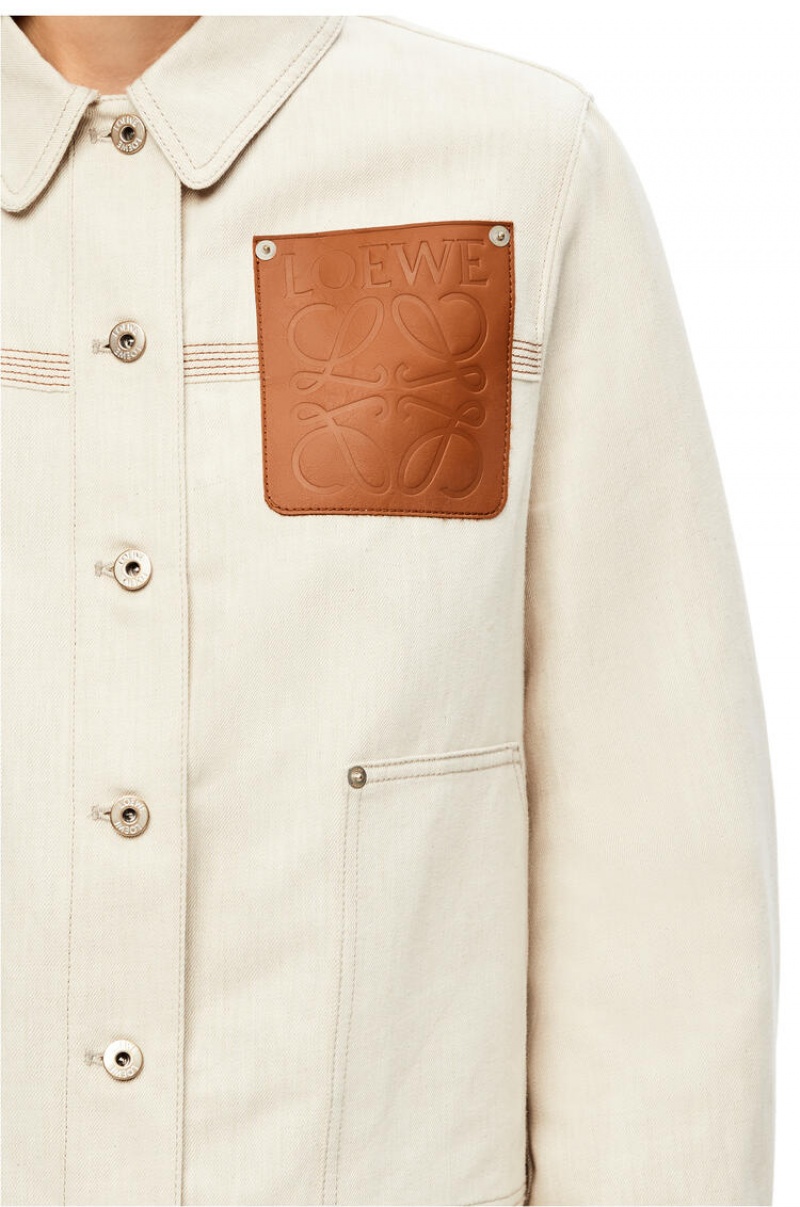 Chaquetas Loewe Workwear jacket in cotton and linen Mujer Ecru | 879MOJKPN