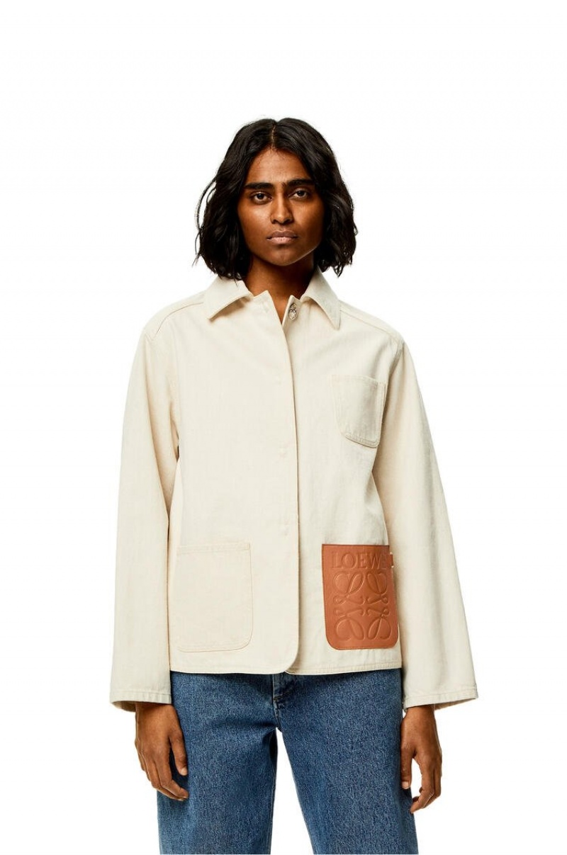 Chaquetas Loewe Workwear jacket in cotton and linen Mujer Ecru | 429AURLJS