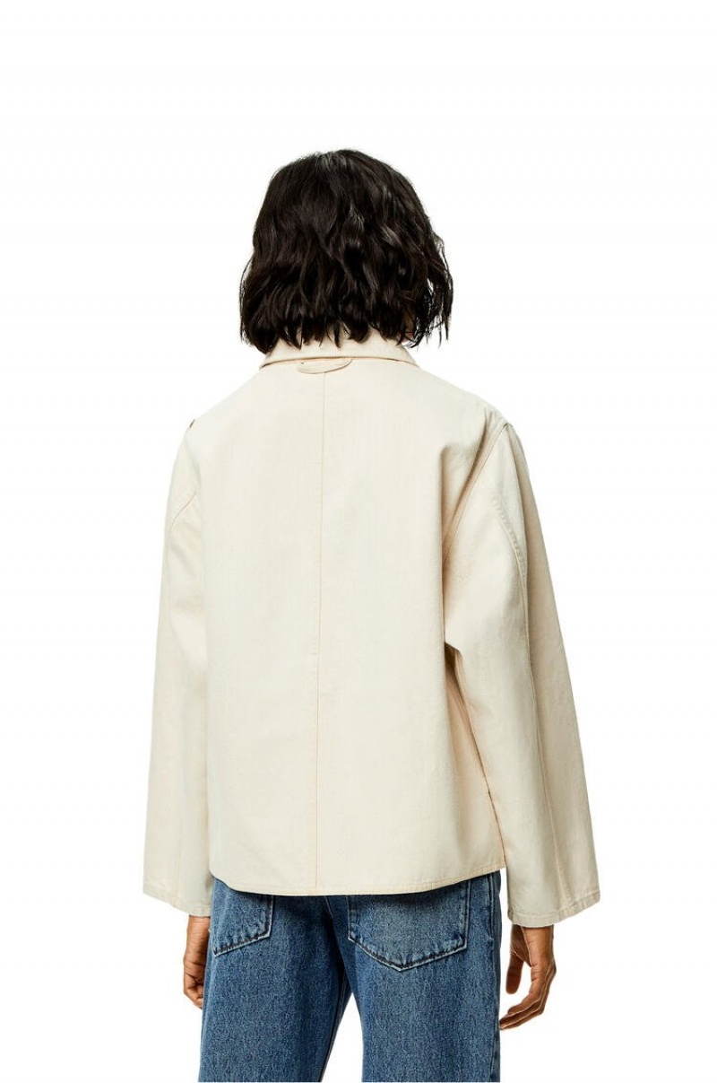 Chaquetas Loewe Workwear jacket in cotton and linen Mujer Ecru | 429AURLJS