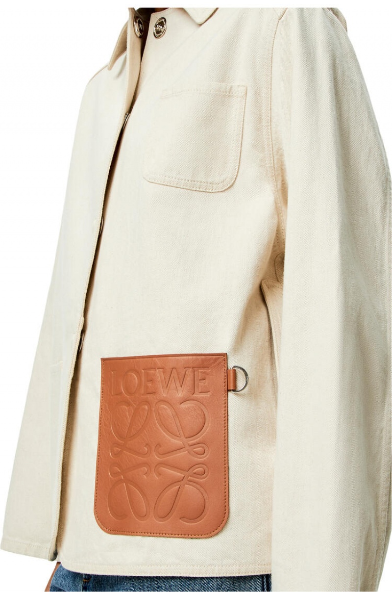 Chaquetas Loewe Workwear jacket in cotton and linen Mujer Ecru | 429AURLJS