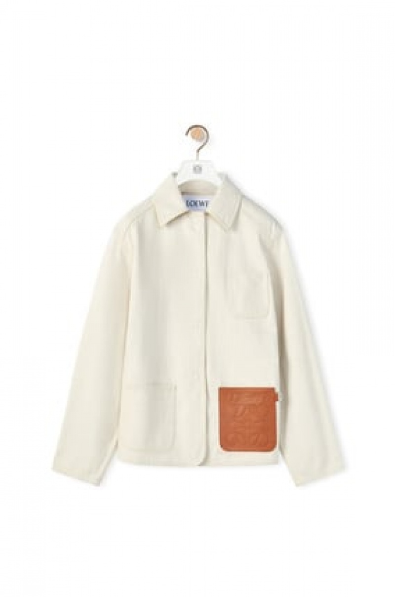 Chaquetas Loewe Workwear jacket in cotton and linen Mujer Ecru | 429AURLJS