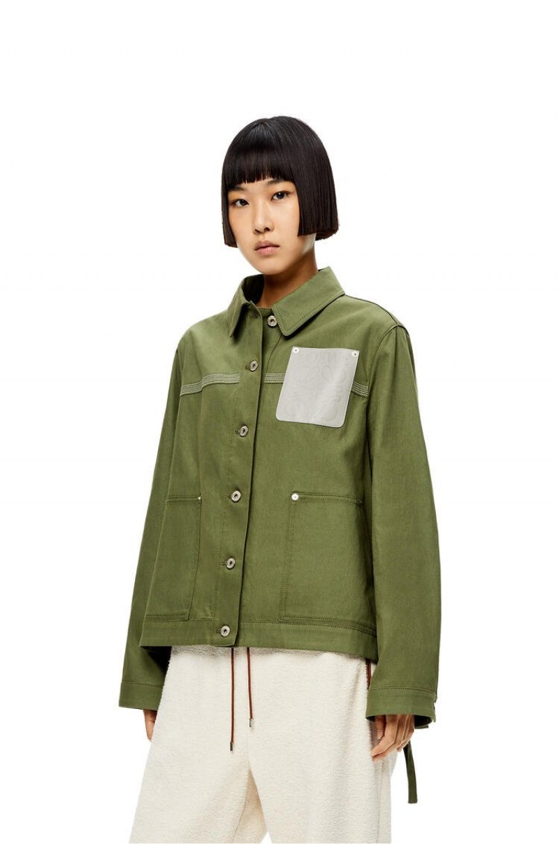 Chaquetas Loewe Workwear jacket in cotton and linen Mujer Verde | 970PEMAZC