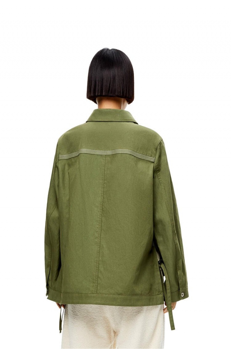 Chaquetas Loewe Workwear jacket in cotton and linen Mujer Verde | 970PEMAZC