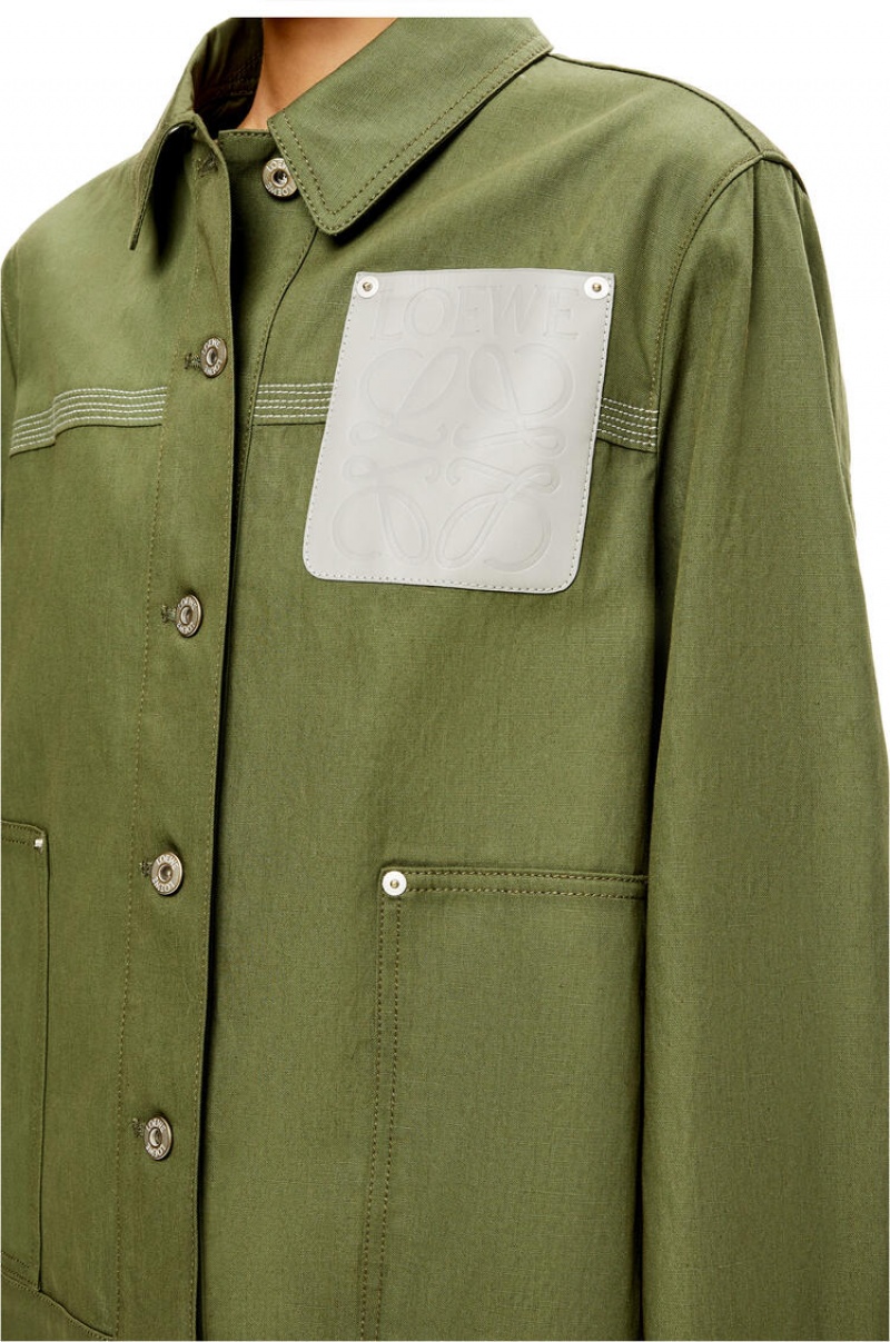 Chaquetas Loewe Workwear jacket in cotton and linen Mujer Verde | 970PEMAZC