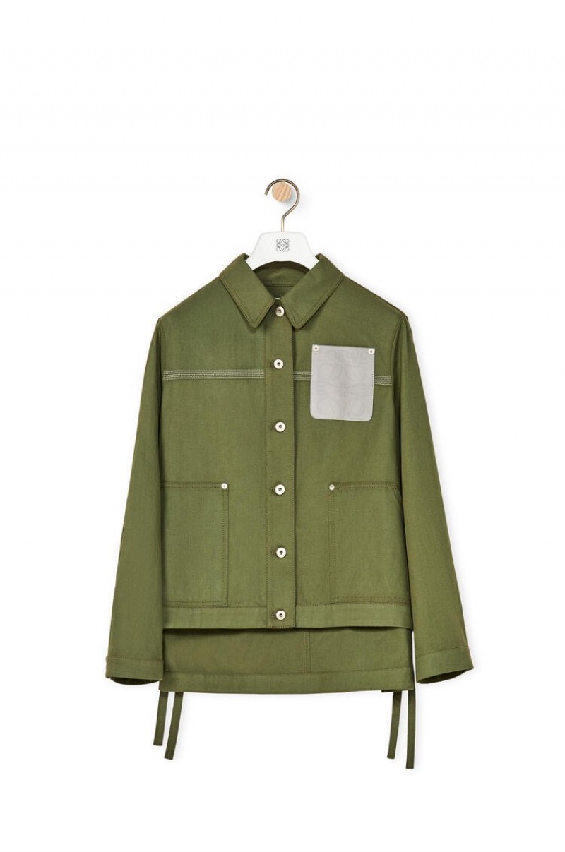 Chaquetas Loewe Workwear jacket in cotton and linen Mujer Verde | 970PEMAZC