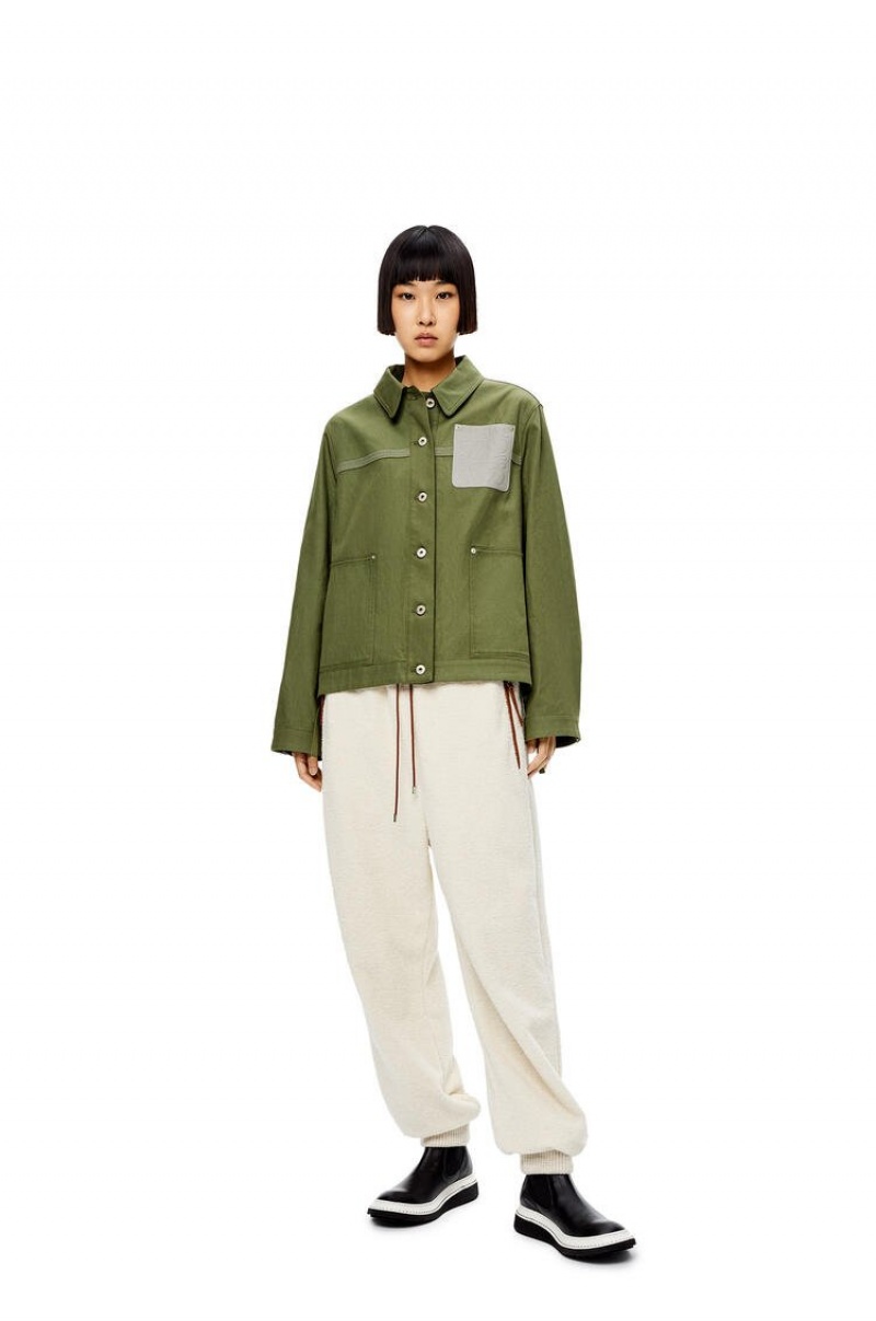 Chaquetas Loewe Workwear jacket in cotton and linen Mujer Verde | 970PEMAZC