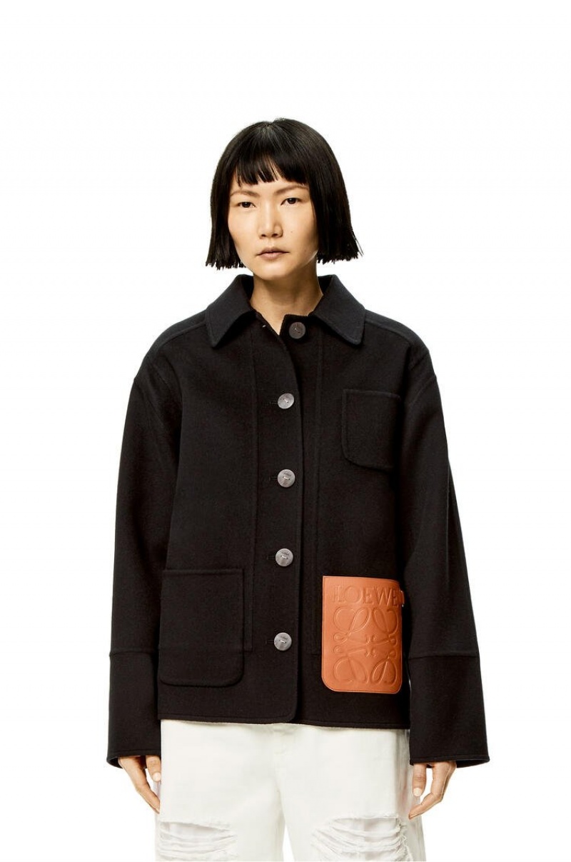 Chaquetas Loewe Workwear jacket in wool and cashmere Mujer Negras | 652GTYNVW